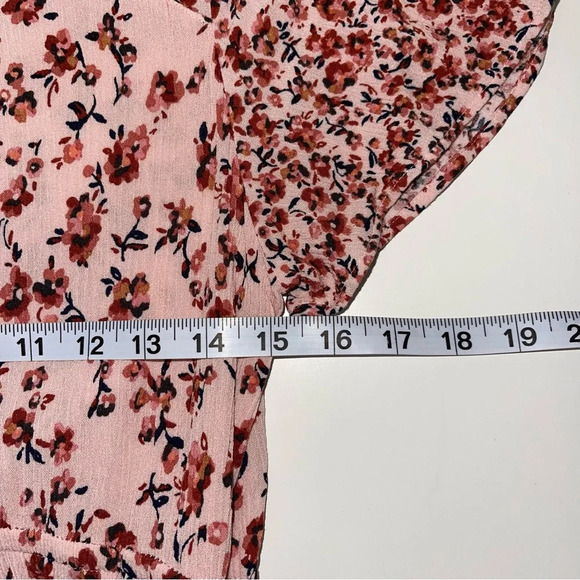 Maurices Tunic Babydoll Top Pink Ditsy Floral Print Lace-up Front Medium Women’s - Picture 8 of 12